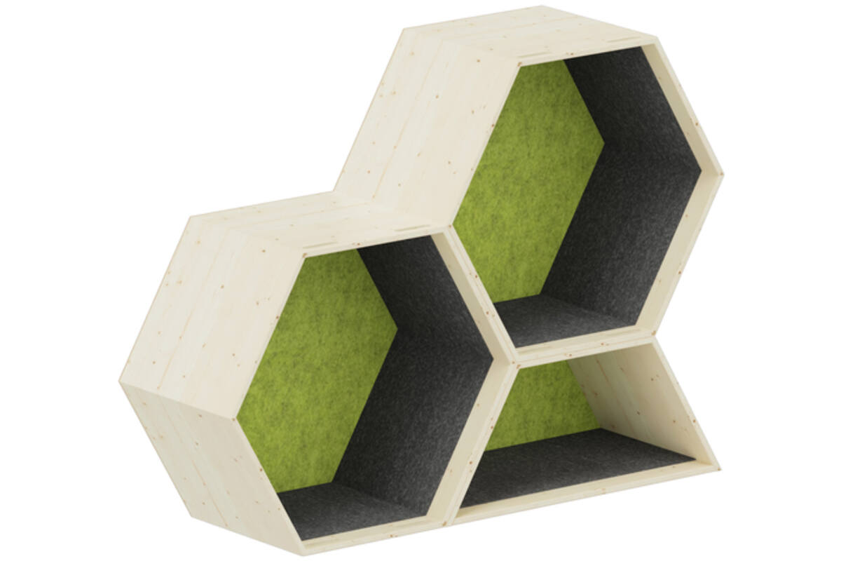 Lernwabe® Flip set S: 2 hele + 1 halve honingraat S, grijs/lichtgroen (incl. montage)