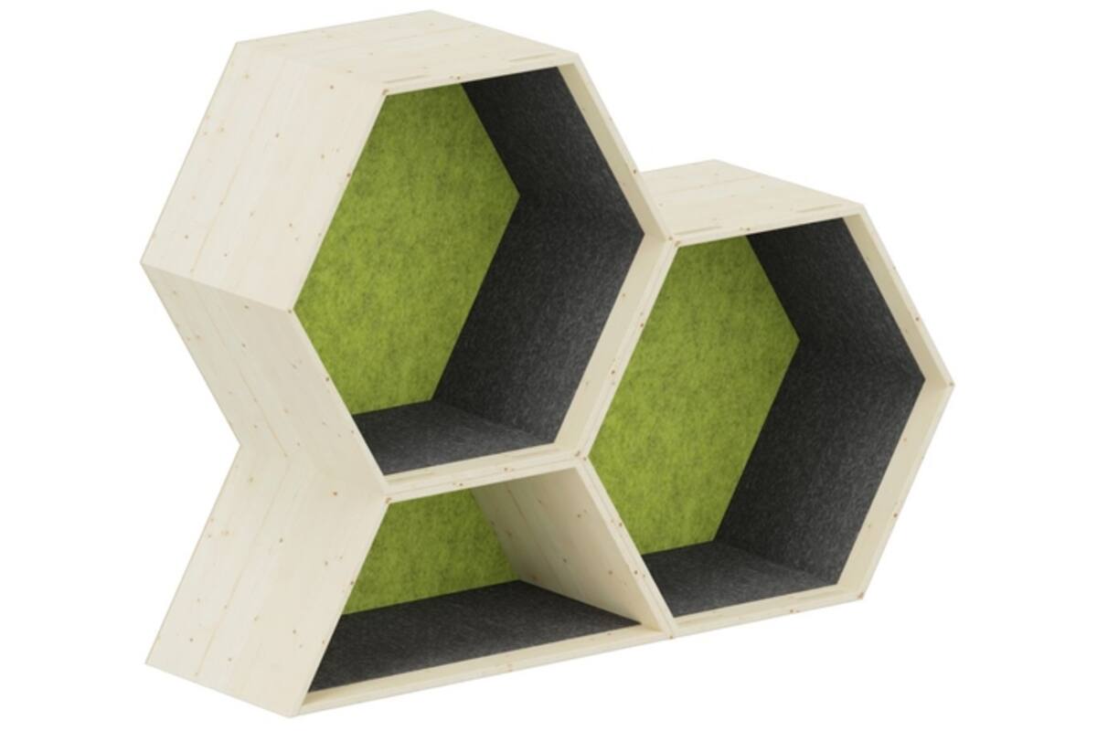 Lernwabe® Flip set S: 2 hele + 1 halve honingraat S, grijs/lichtgroen (incl. montage)