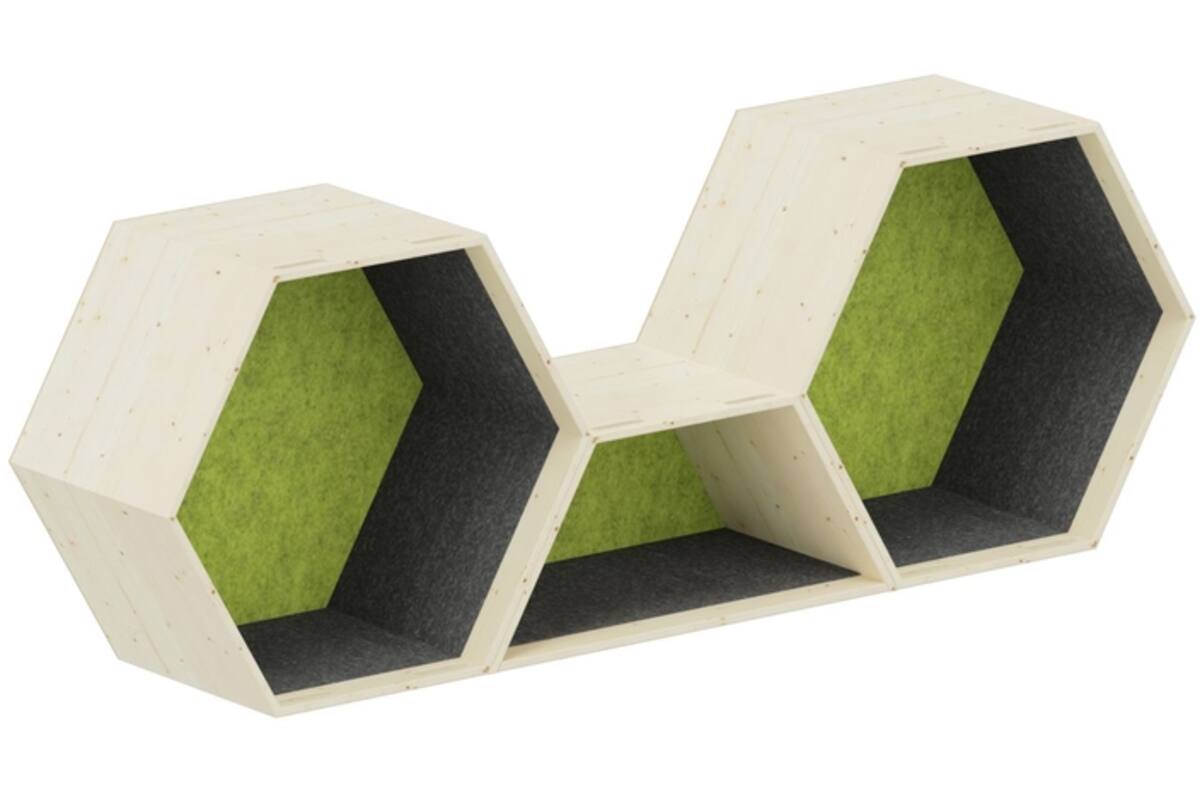 Lernwabe® Flip set S: 2 hele + 1 halve honingraat S, grijs/lichtgroen (incl. montage)