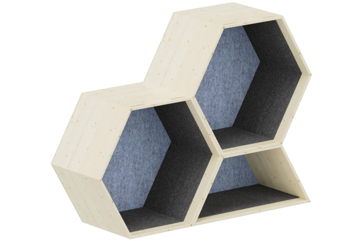 Lernwabe® Flip set S: 2 hele + 1 halve honingraat S, grijs/lichtblauw (incl. montage)