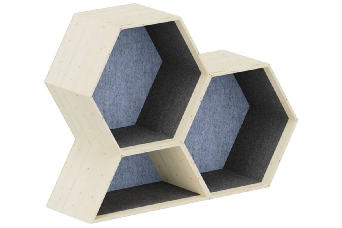 Lernwabe® Flip set S: 2 hele + 1 halve honingraat S, grijs/lichtblauw (incl. montage)