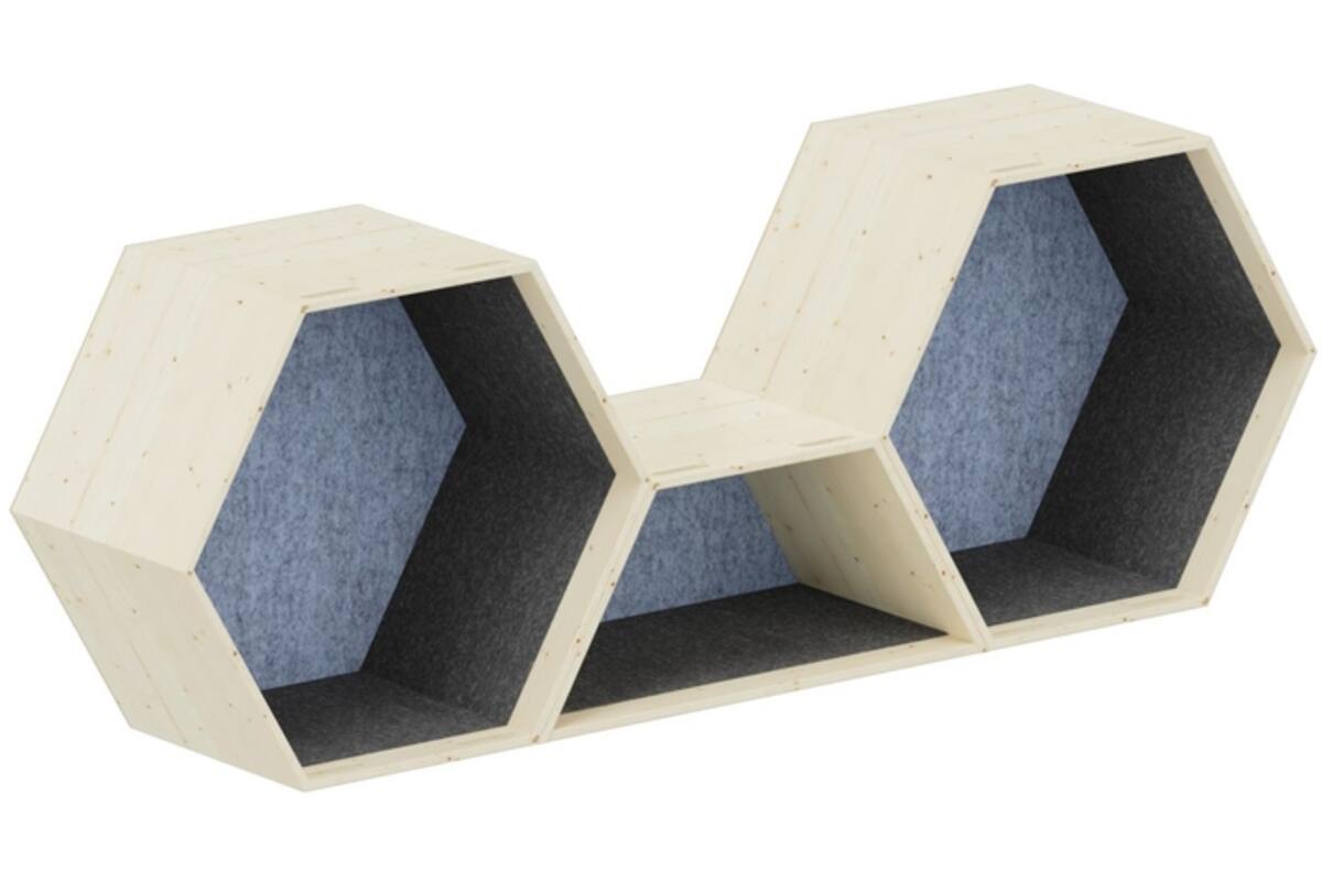 Lernwabe® Flip set S: 2 hele + 1 halve honingraat S, grijs/lichtblauw (incl. montage)