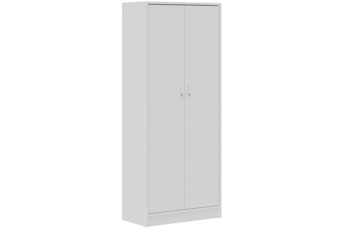 Hoge kast met 2 deuren wit, 188 x 77 x 40 cm, 4 legplanken
