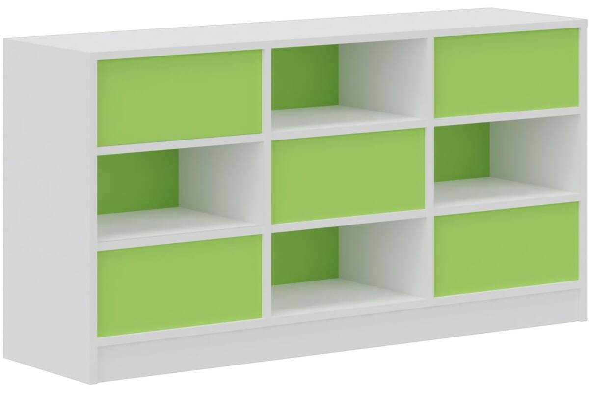 Kast ruimteverdelend wit | achterwanden lichtgroen, breedte 149 cm