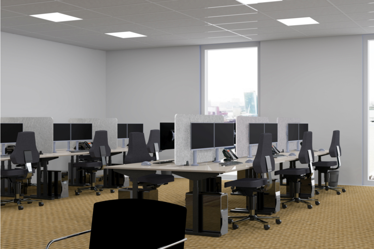 Akoestisch PET-vilt scheidingsscherm bureau, lichtgrijs, 60x120 cm
