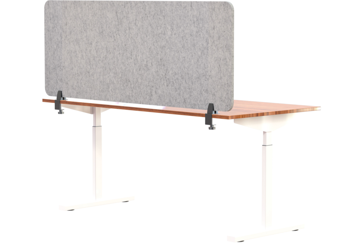 Akoestisch PET-vilt scheidingsscherm bureau, lichtgrijs, 60x160cm
