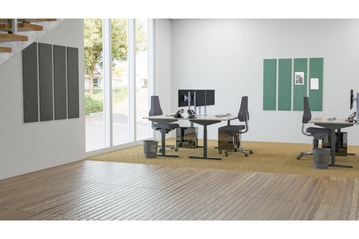 Akoestische PET-vilt wandpanelen, set4, donkergrijs, 30x120 cm