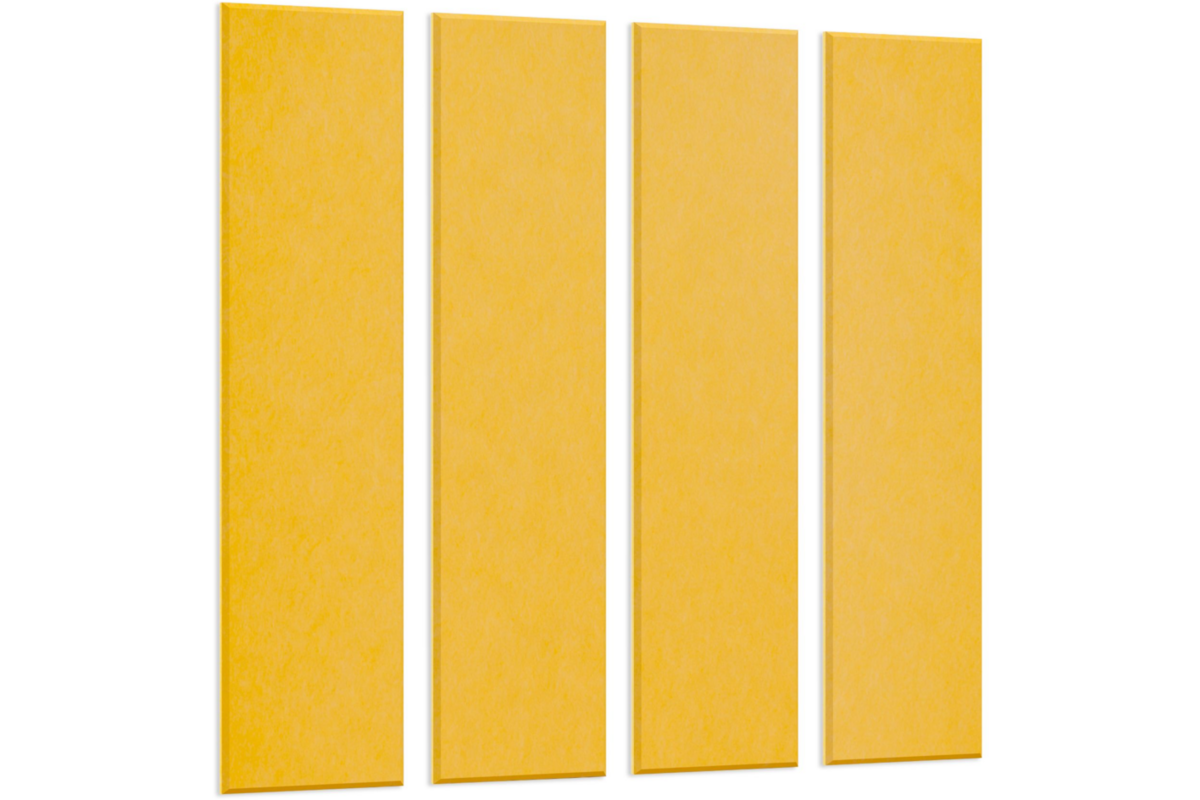 Akoestische PET-vilt wandpanelen, set4, geel, 30x120 cm