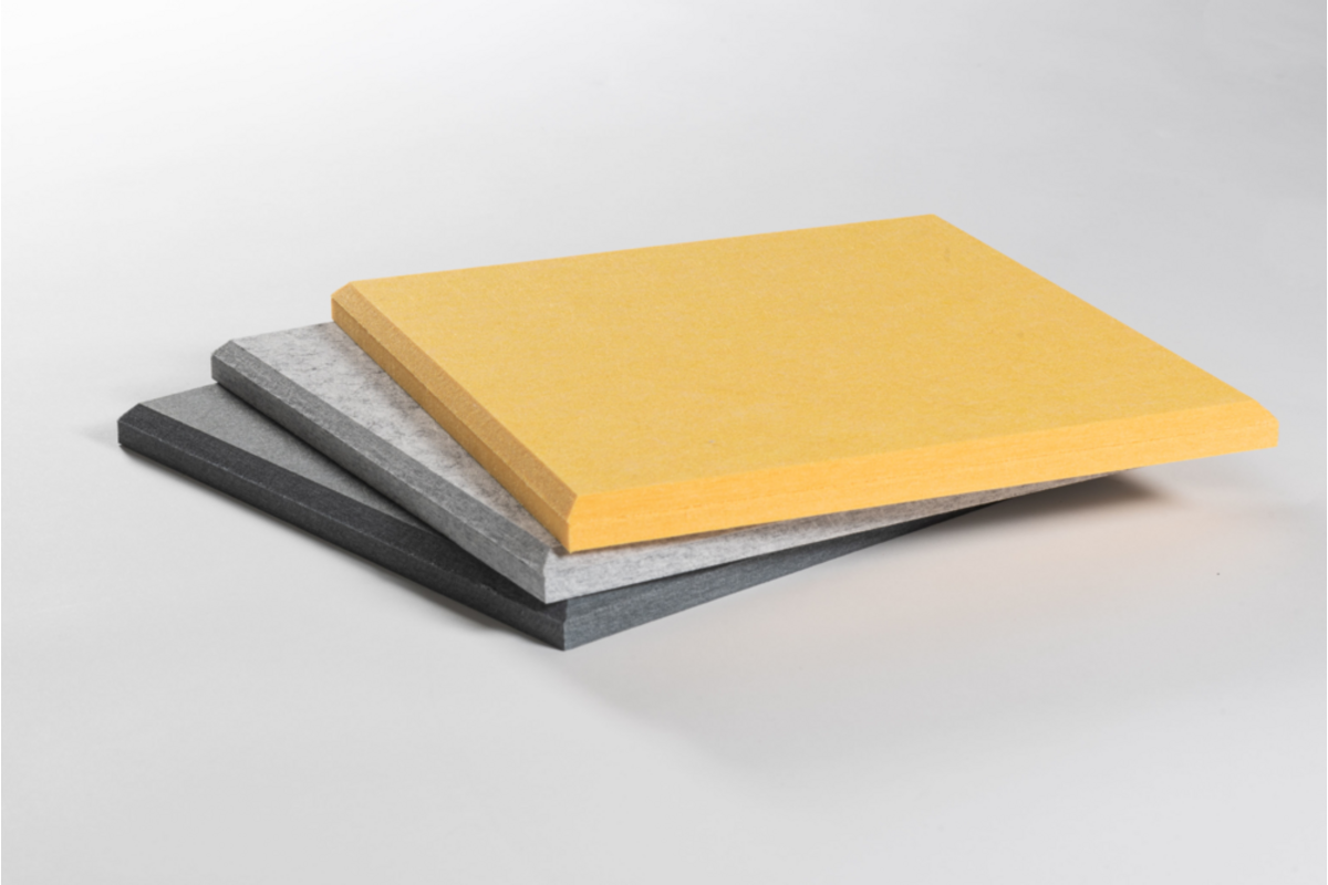 Akoestische PET-vilt wandtegels, set12, combi set geel, 30x30 cm