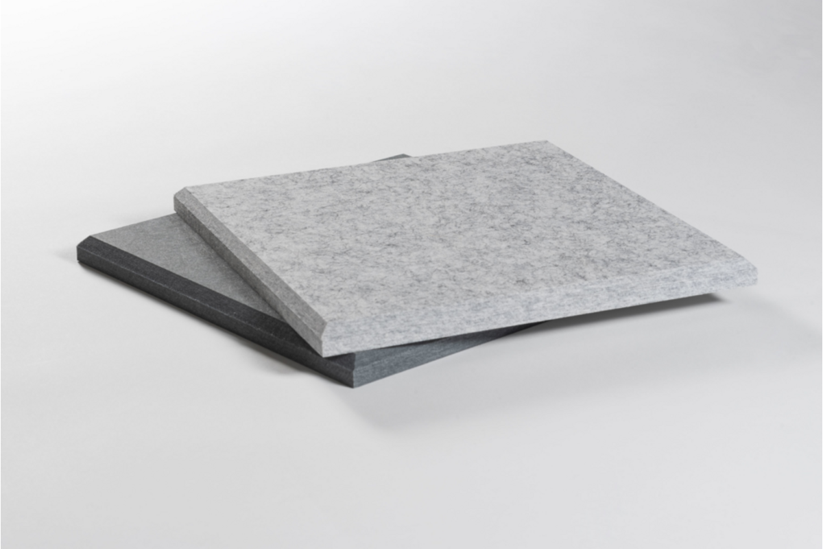 Akoestische PET-vilt wandtegels, set12, combi set grijs, 30x30 cm