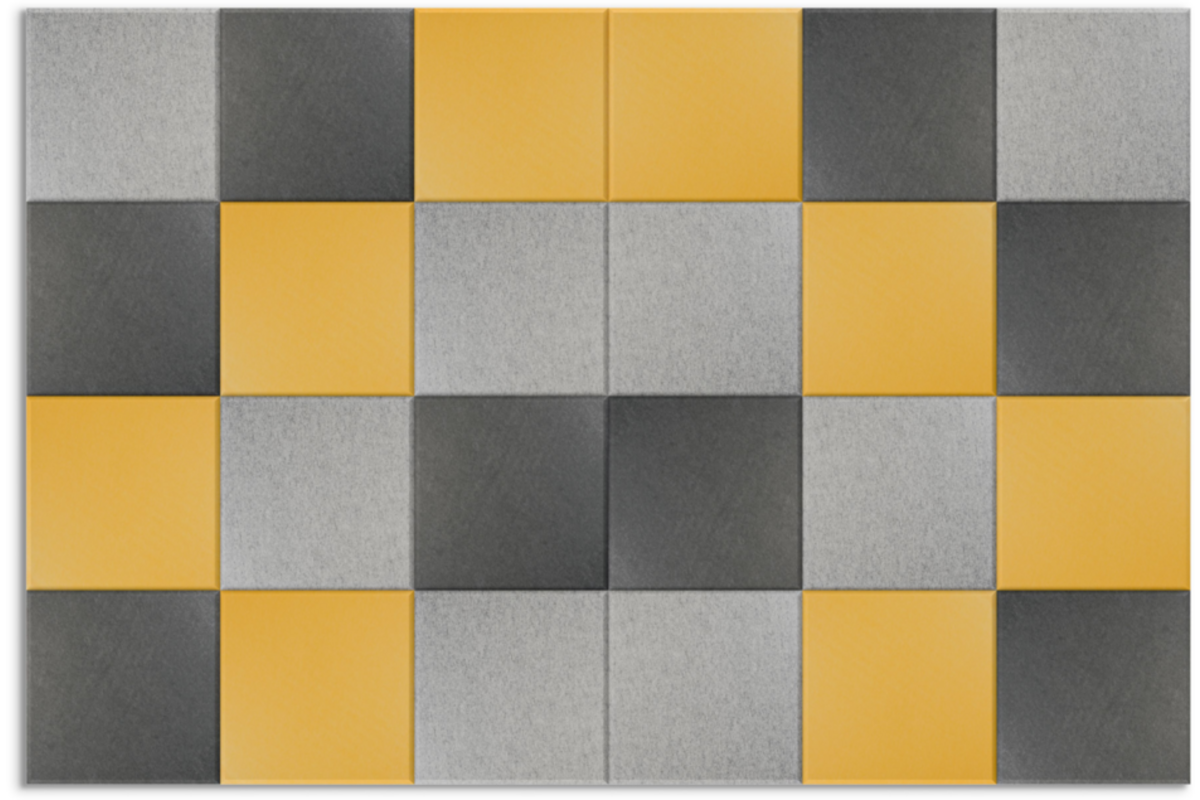 Akoestische PET-vilt wandtegels, set24, combi set geel,30x30 cm