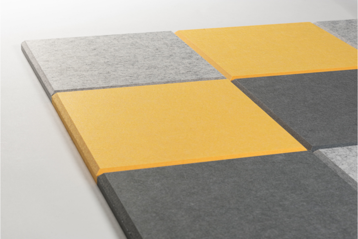 Akoestische PET-vilt wandtegels, set24, combi set geel,30x30 cm