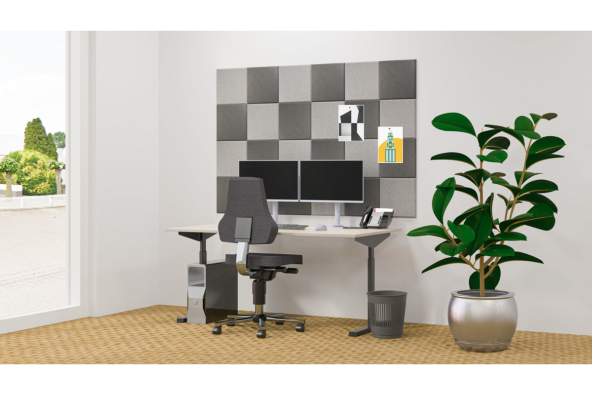 Akoestische PET-vilt wandtegels, set24, combi set grijs,30x30cm