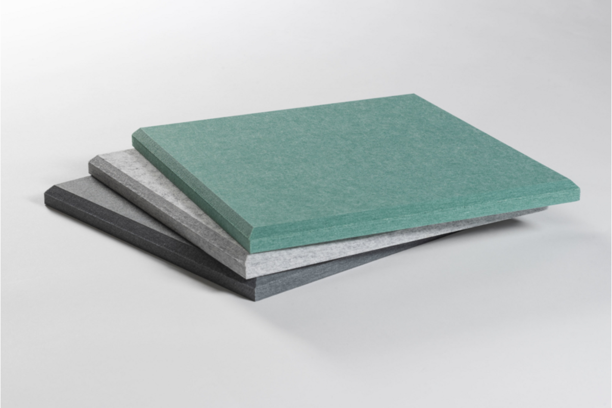Akoestische PET-vilt wandtegels, set24, combiset petrol groen, 30x30cm