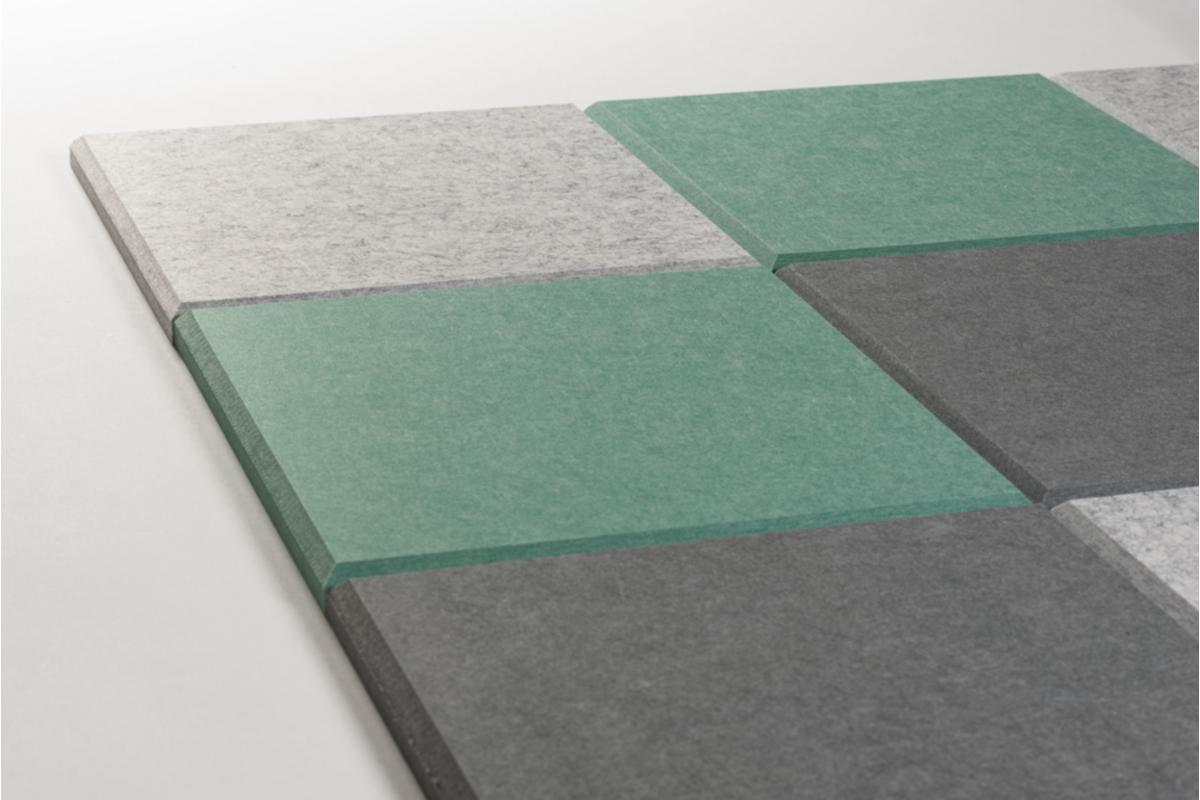 Akoestische PET-vilt wandtegels, set24, combiset petrol groen, 30x30cm