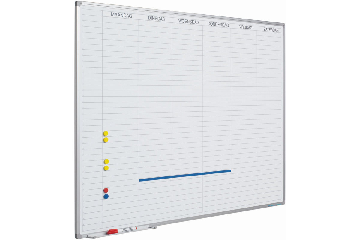 Planbord Softline profiel 8mm Werkdagen, NL incl. dagenstr, 90x120cm