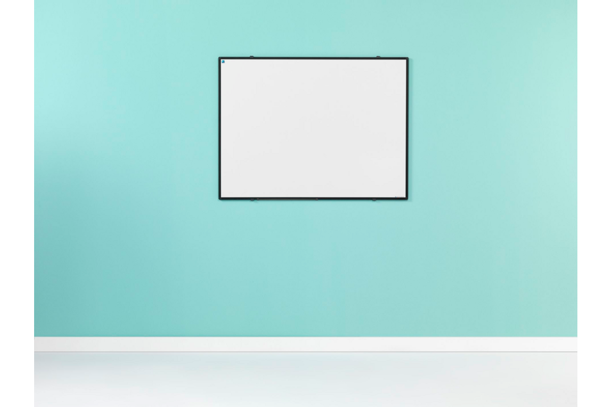 Whiteboard, wit emaille, Softline 8 mm - zwart profiel, 100x100 cm