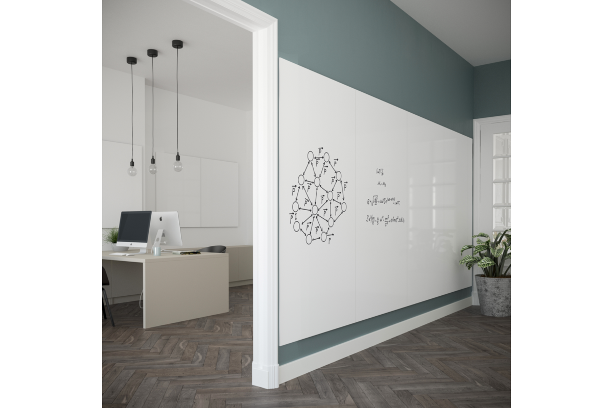 Whiteboard Sharp emaillestaal wit 118 x 198 cm, magnetische montage