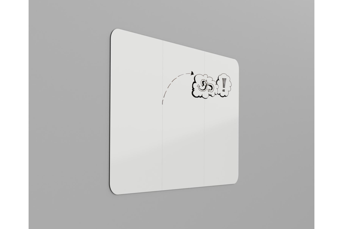 Whiteboard VisuWall met zwarte rand en afgeronde hoeken,  294 × 198 cm