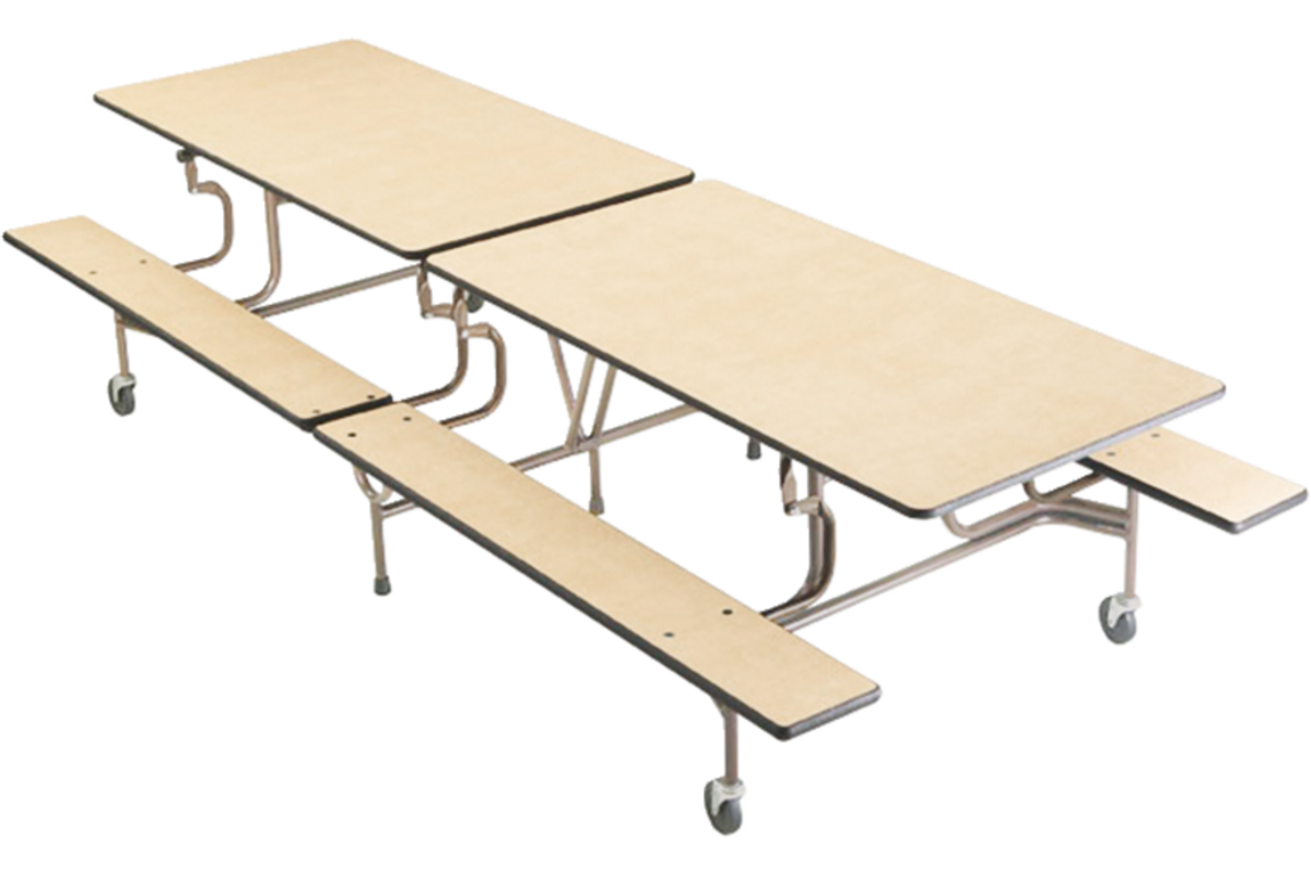 Rechthoekige tafel met banken, 244 x 74 cm (LxH)
