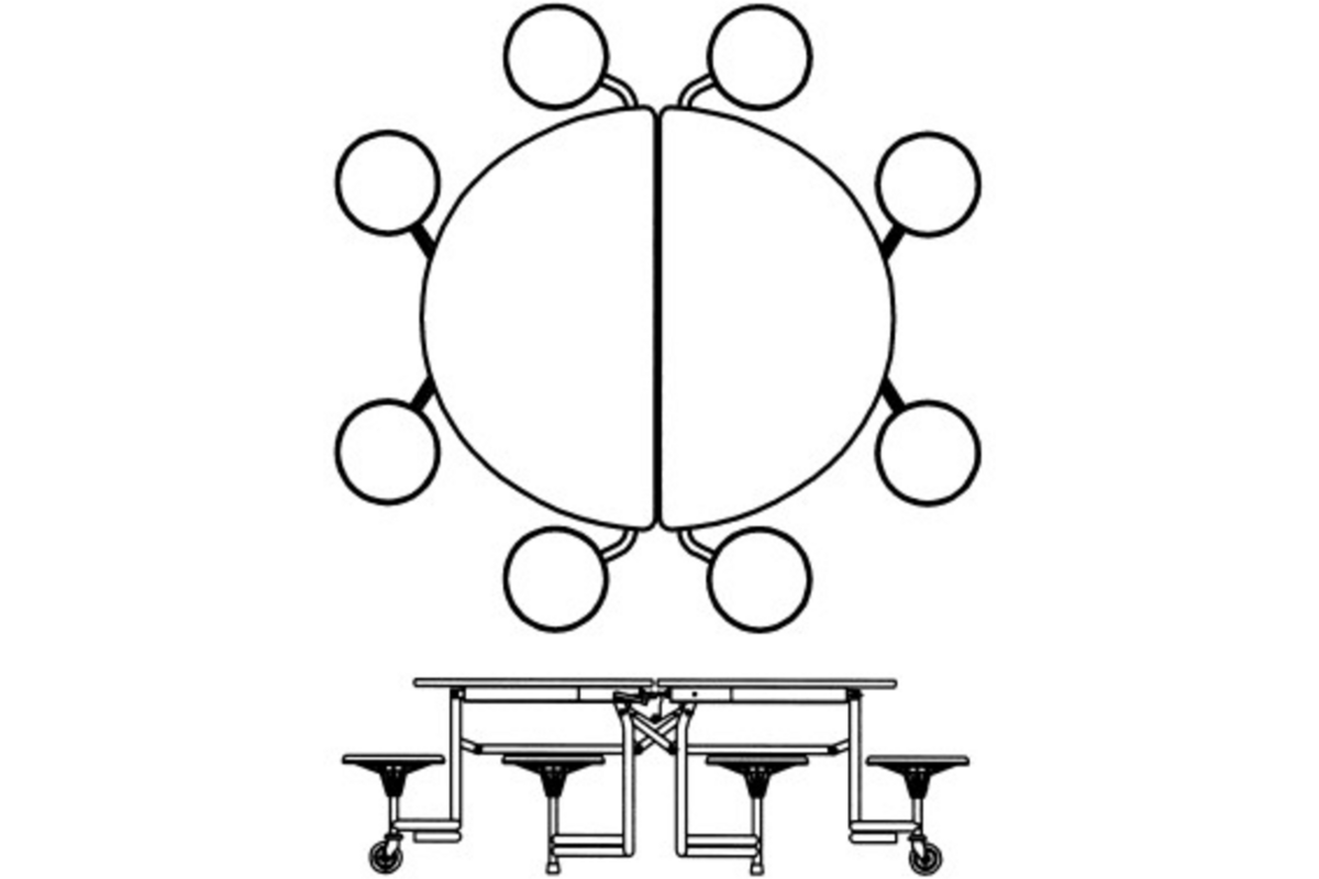 Ronde tafel, 8-zitter H74 136cm x 153cm x 74cm