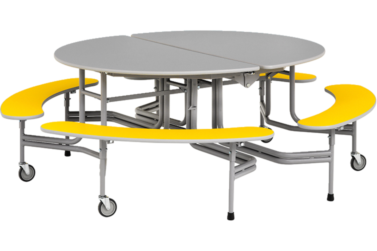 Ronde tafel met banken, 8-zitter H68 136cm x 153cm x 68cm
