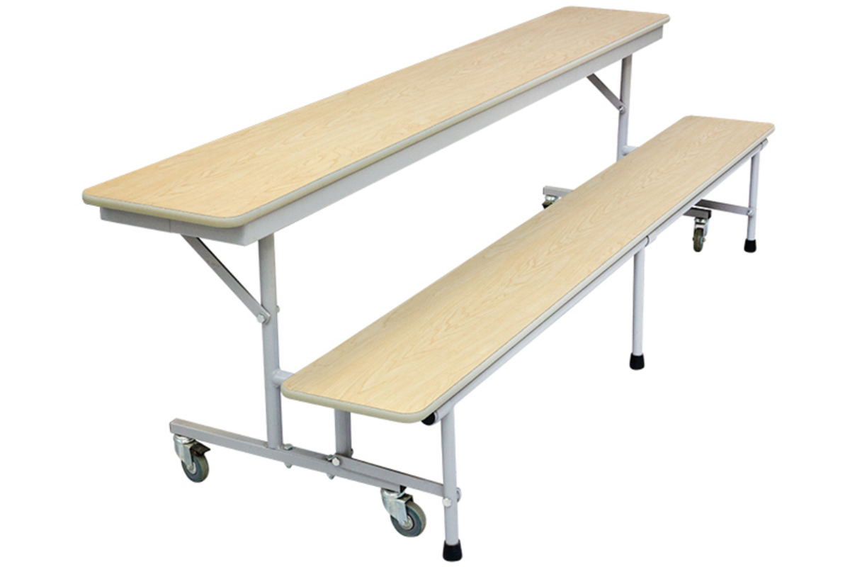 3-in1 tafel/zitbanken, H68 244cm x 69cm (zithoogte 37,5cm)