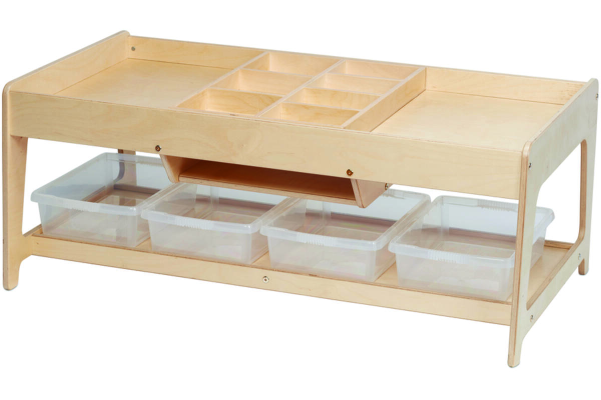 Onderzoekstafel met 4 transparante bakken, PT125
