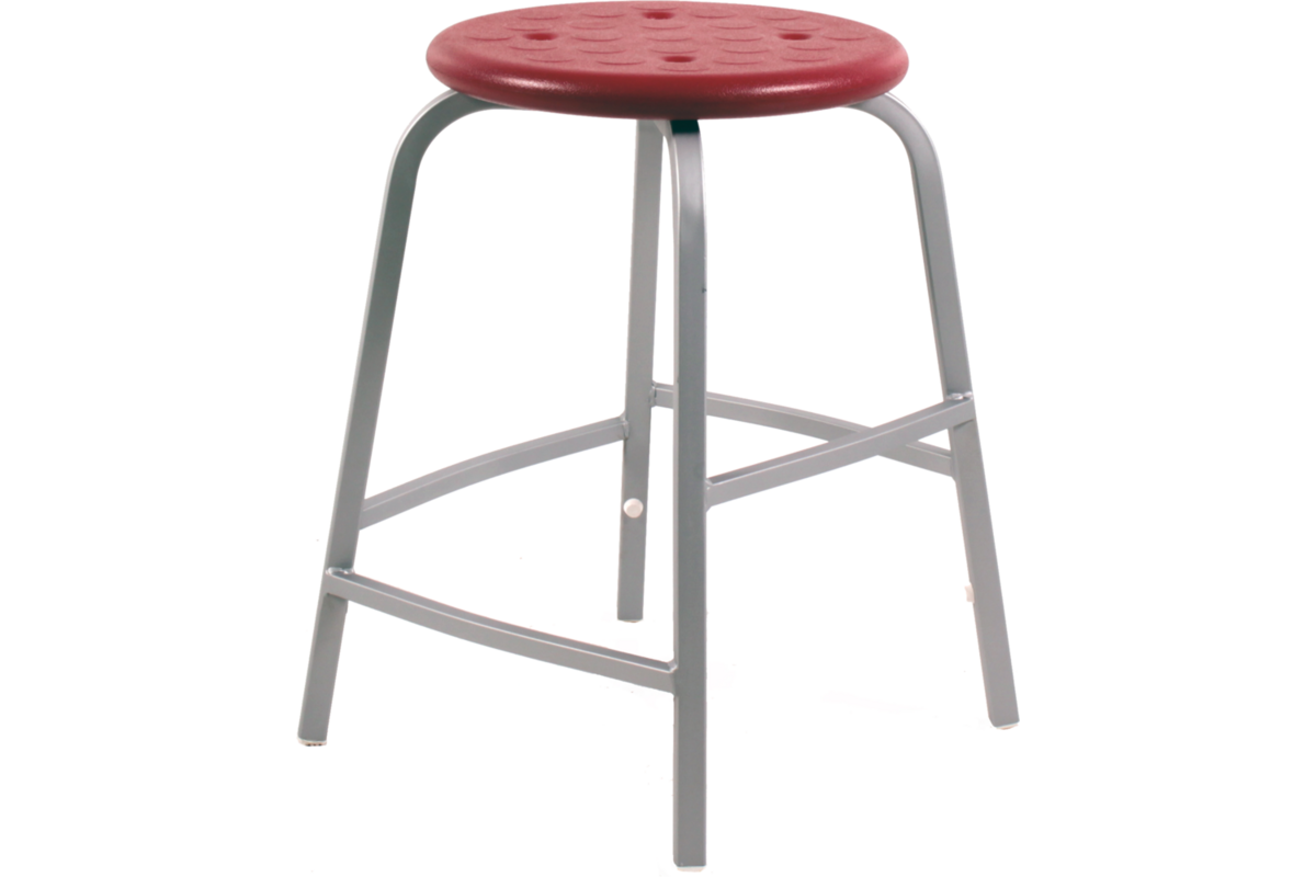 Taboeret 50H verspr. steunen frame RAL9006 zitting PUR rood