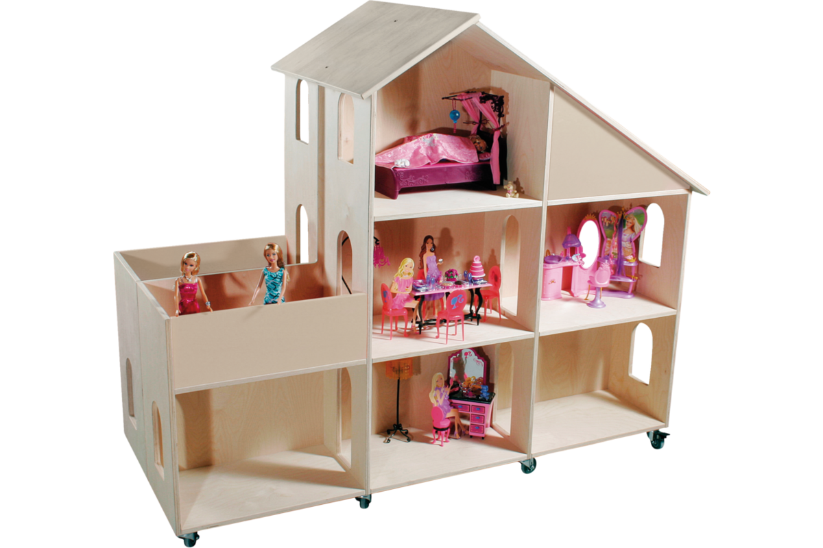 Poppenhuis Naturel enkel verrijdbaar 150x75 cm