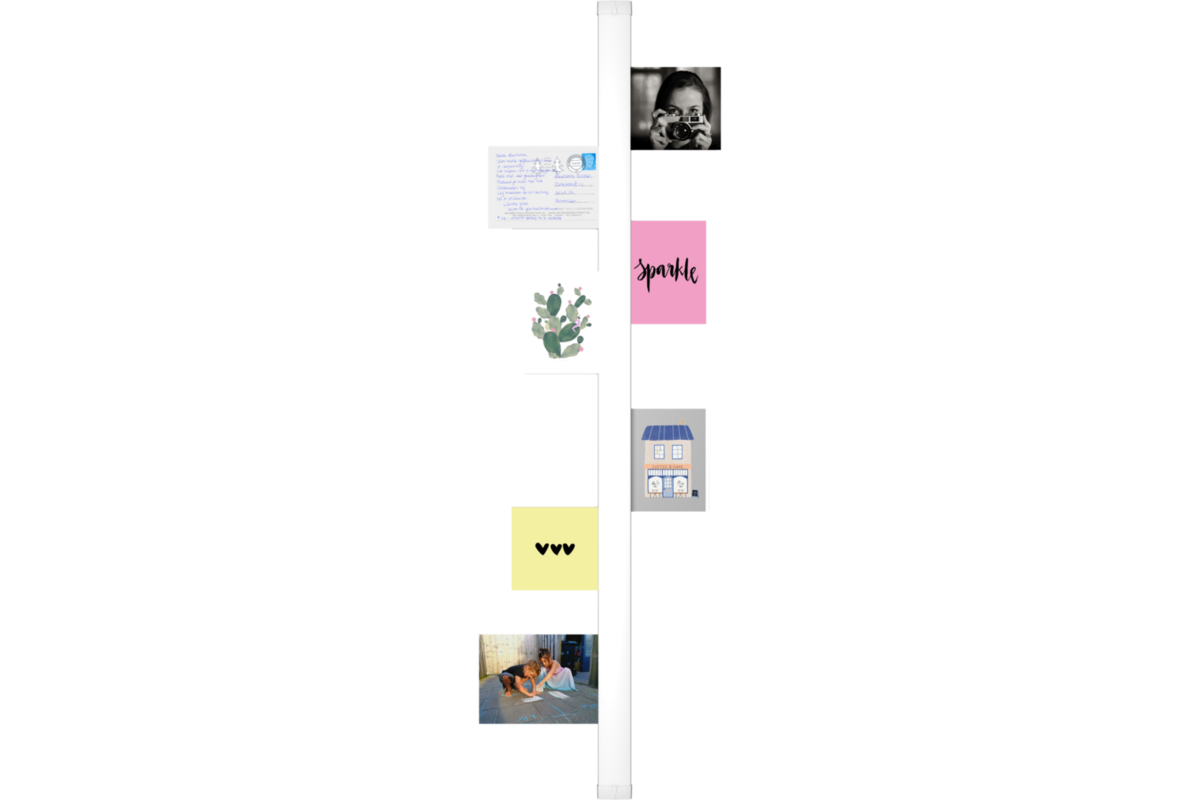 Card Rail wit, 114 cm, inclusief bevestigingsmateriaal en magneetjes
