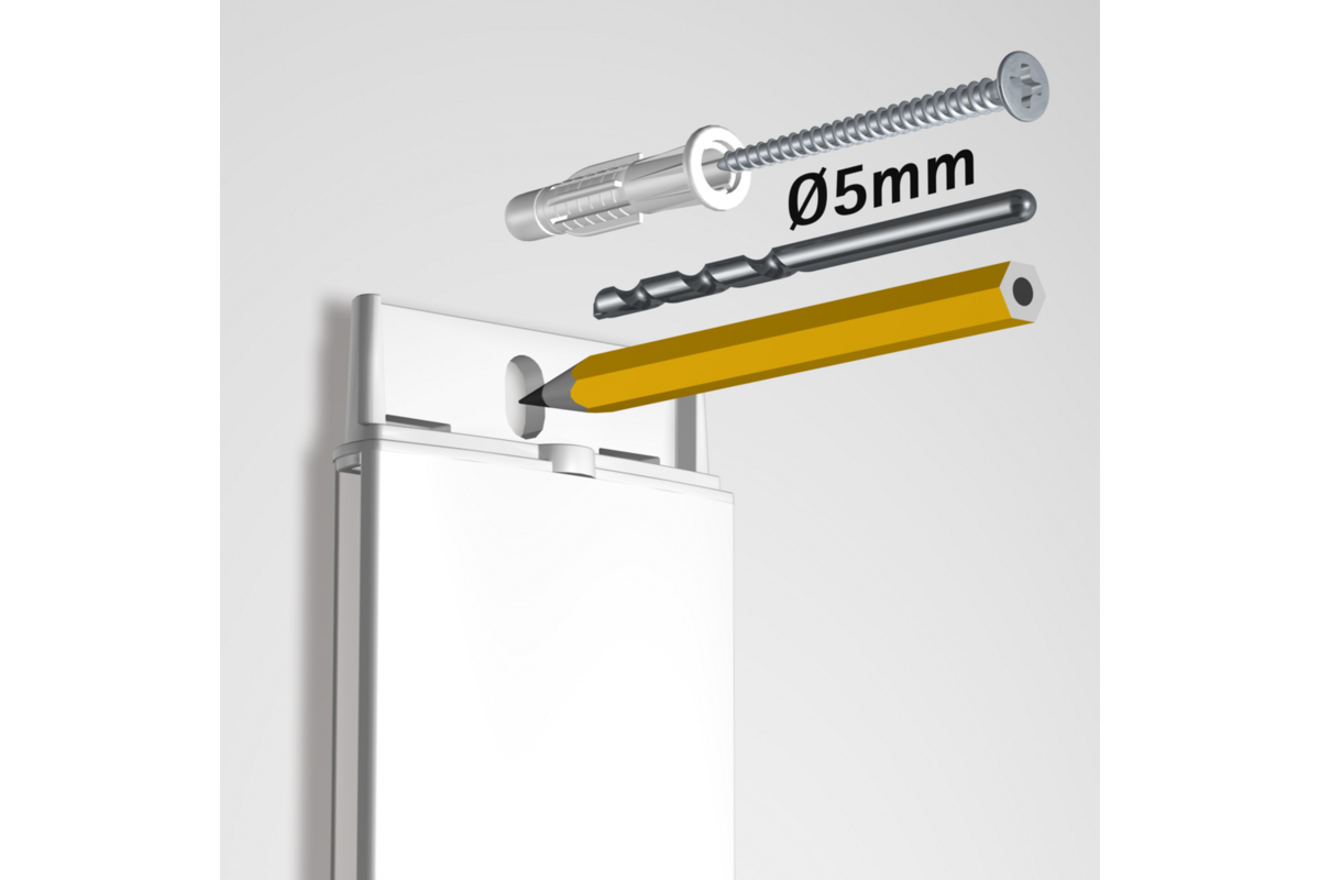 Card Rail wit, 114 cm, inclusief bevestigingsmateriaal en magneetjes