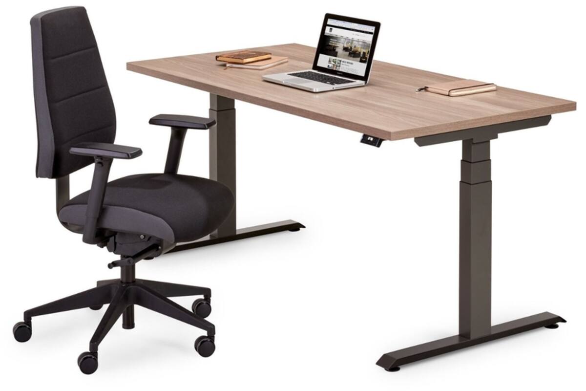 Bureau Flex 3+, Oak medium, onderstel Shadow grey, 160x80 cm