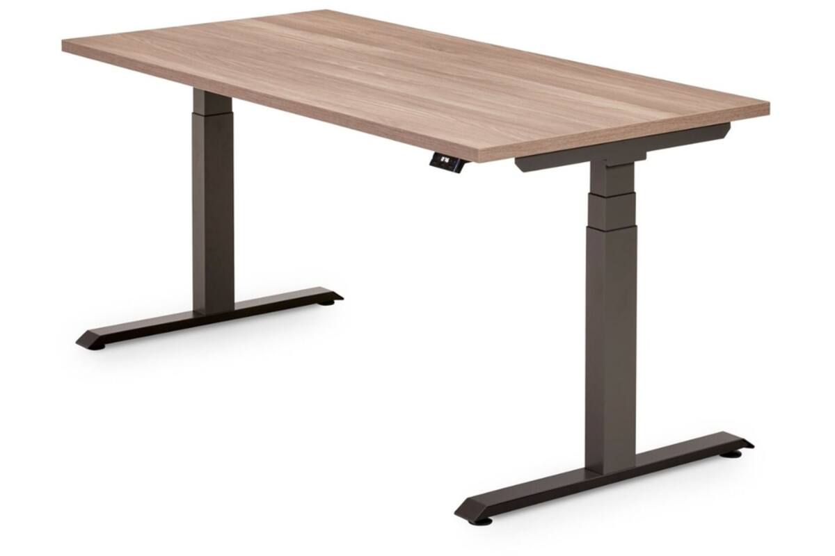 Bureau Flex 3+, Oak medium, onderstel Shadow grey, 160x80 cm