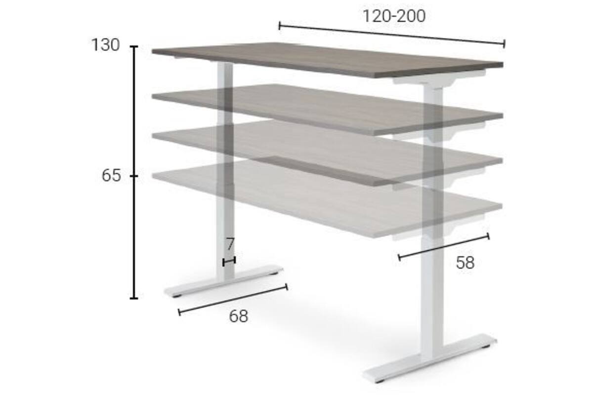 Bureau S-Line, Oak light, onderstel wit, 160x80 cm