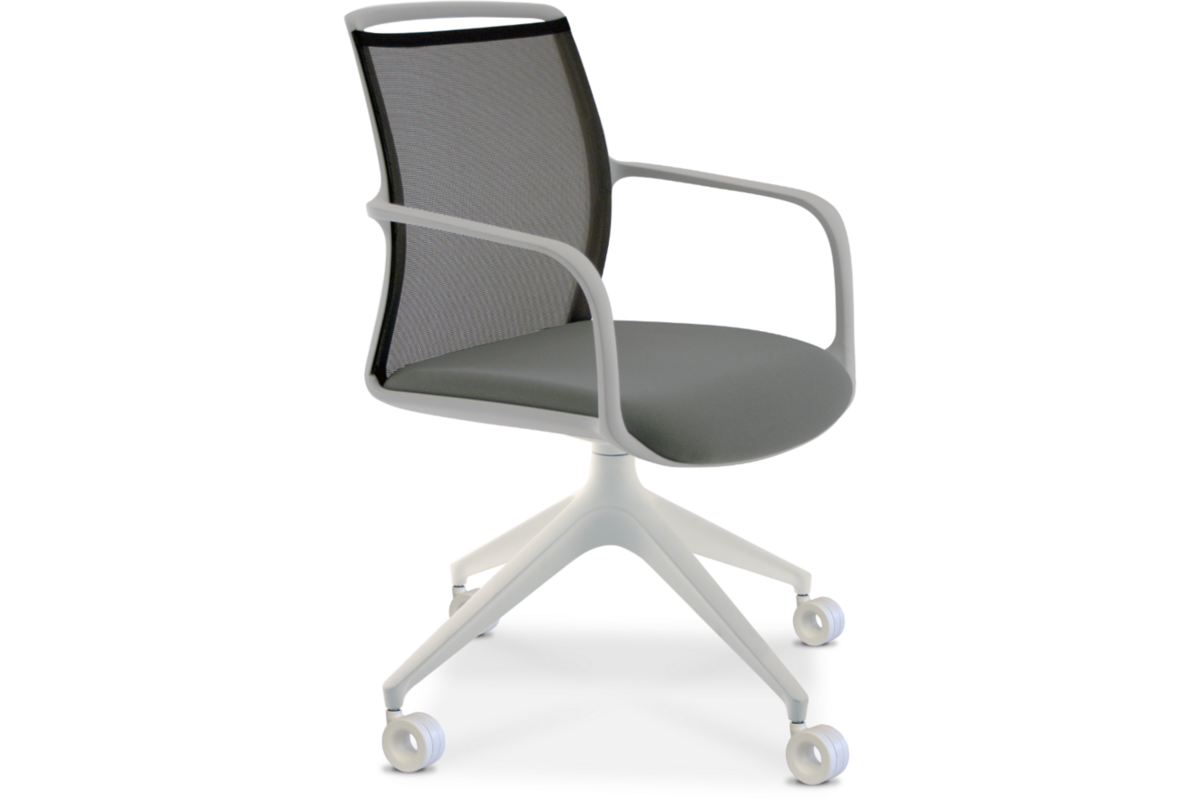 Stoel verrijdbaar Join, Antraciete bekleding, frame wit