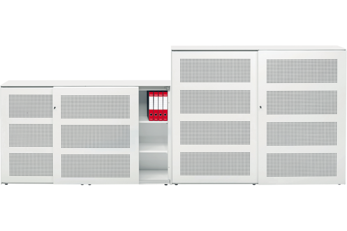 Schuifdeurkast akoestisch incl. top metaal, 200x120x45cm. 4  legb.