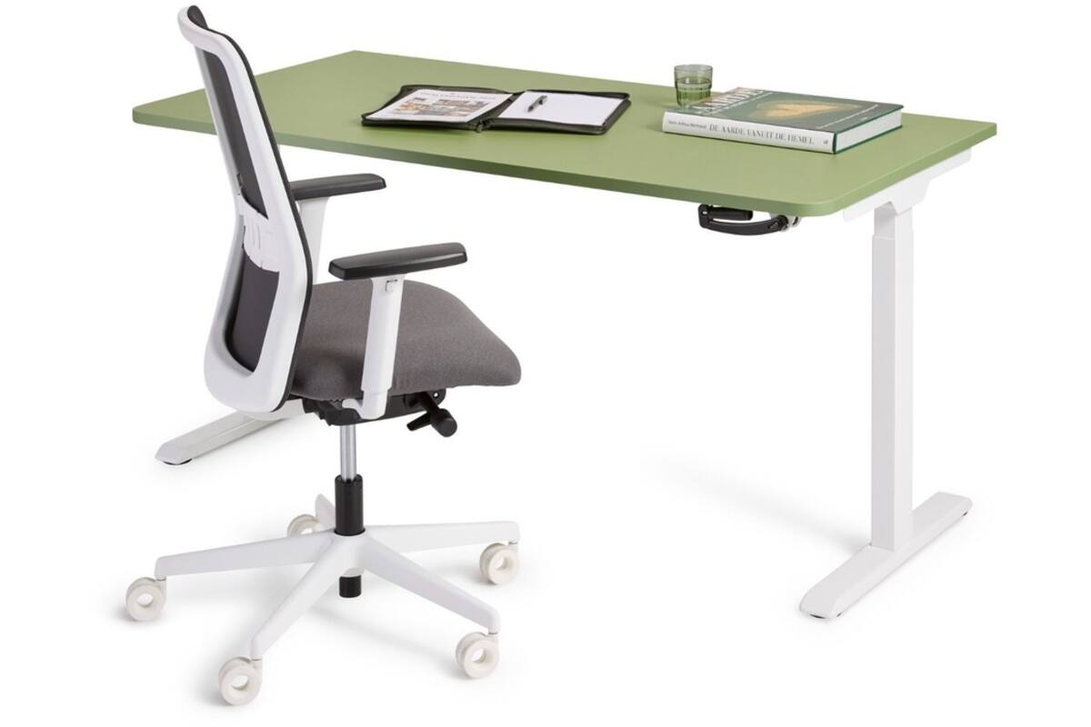 Bureau S-Light slinger, 160x80 cm, wit frame, groen blad (Taiga)