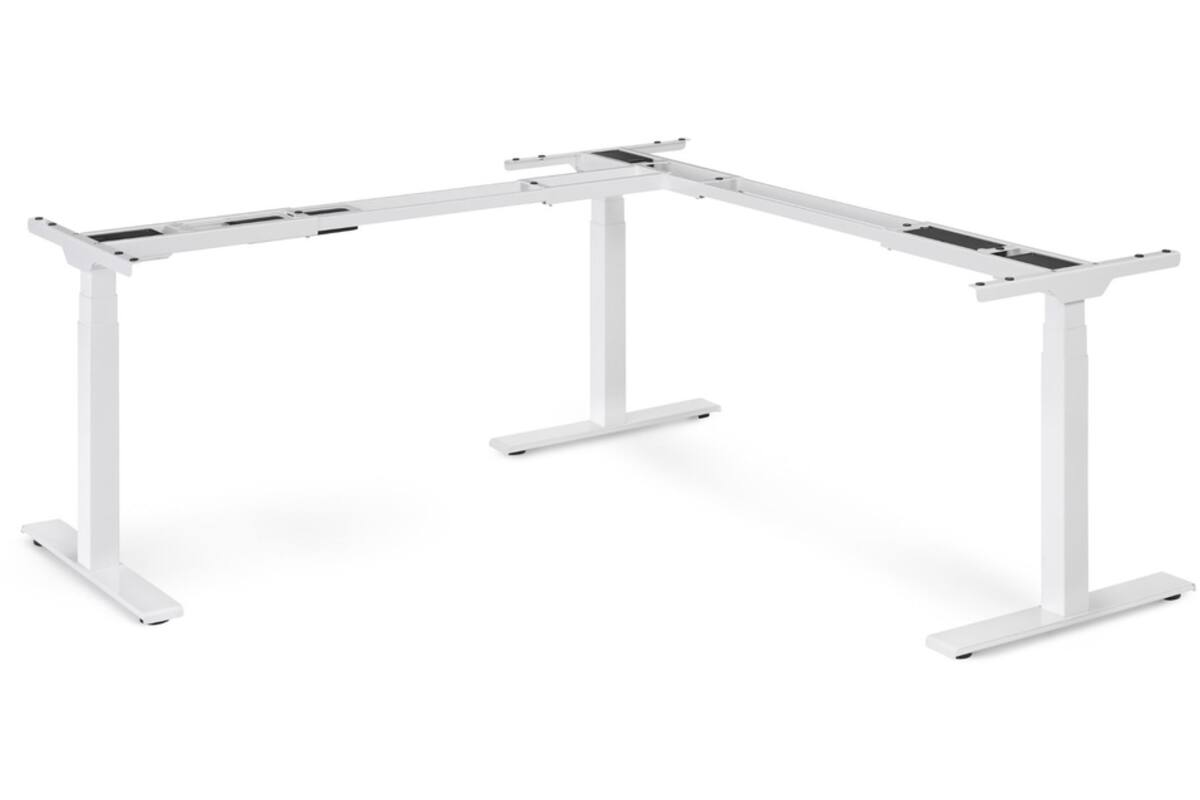S-Line hoekopstelling, wit frame, blad Oak medium, 120x80/70x100 cm