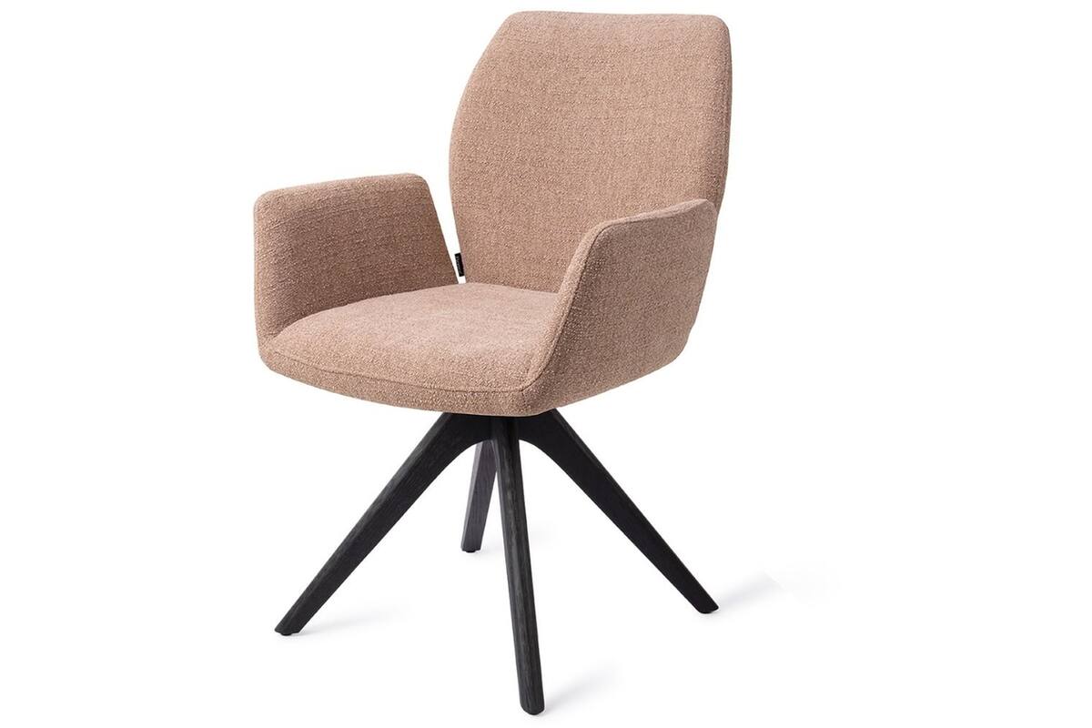 Misaki stoel, stofkleur Humble Hemp, onderstel black oak hout