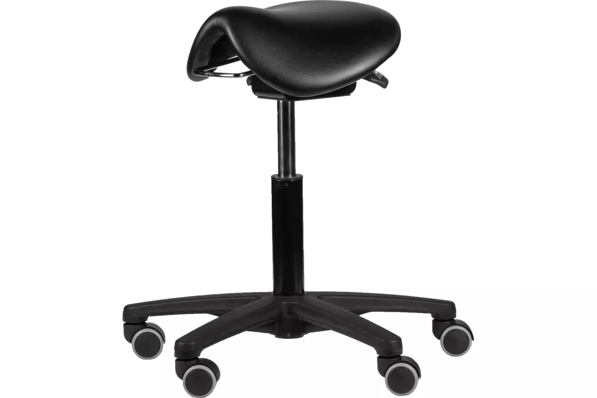 Zadelkruk zithoogte 46-61 cm, luxe kunstleder Matzwart/0