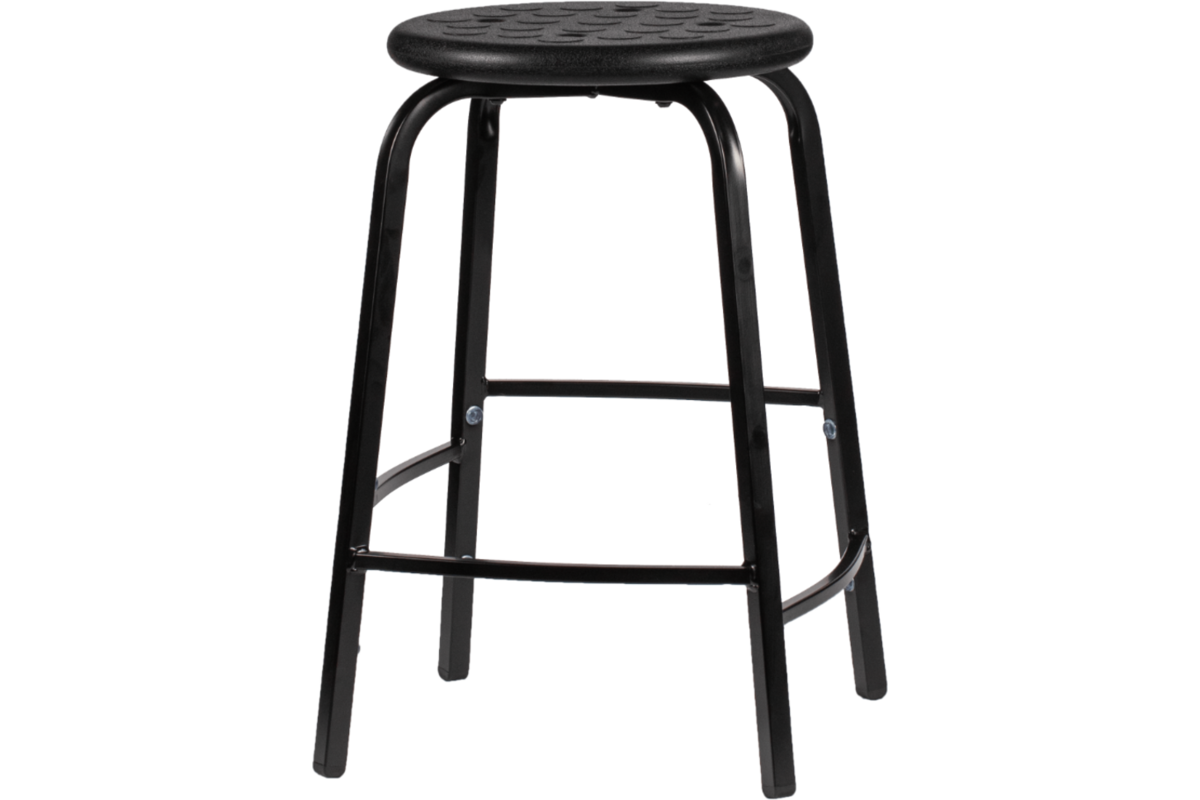Taboeret zithoogte 46, frame zwart, zitting zwart (PUR)
