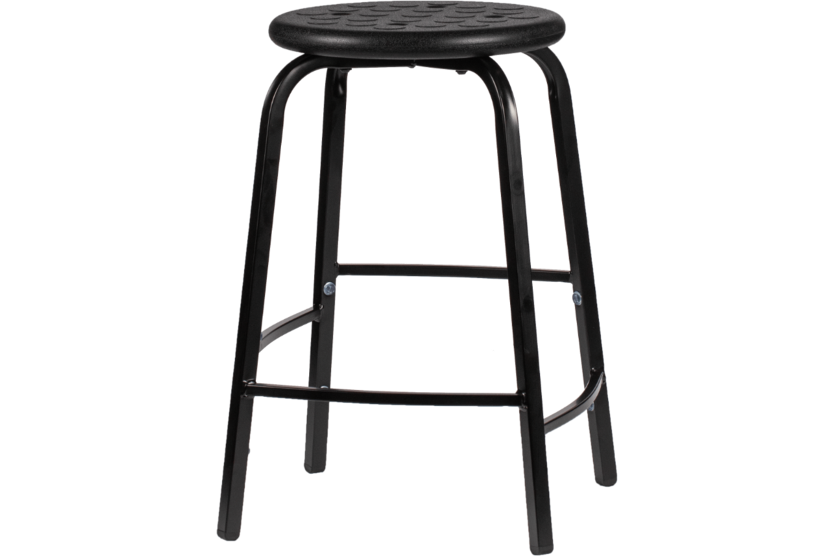 Taboeret zithoogte 55, frame zwart, zitting zwart (PUR)