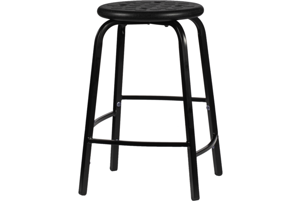 Taboeret zithoogte 60, frame zwart, zitting zwart (PUR)