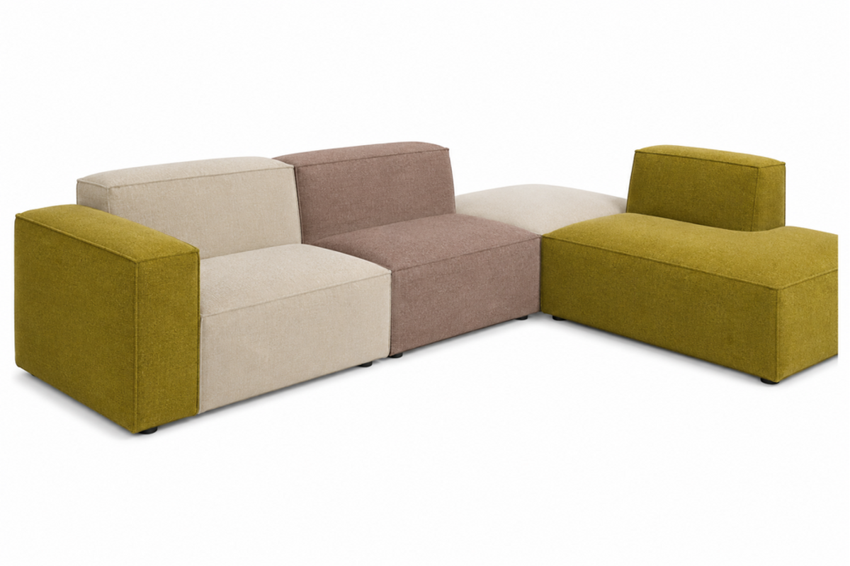 Zitelement Harley | Hocker, Stofgroep Harlow Reishi, zwarte doppootjes