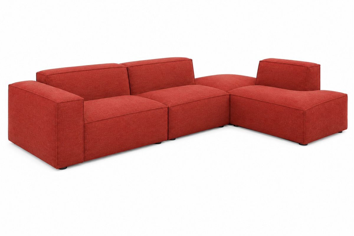 Zitelement Harley | Chaise, Stofgroep Harlow Reishi, zwarte doppootjes