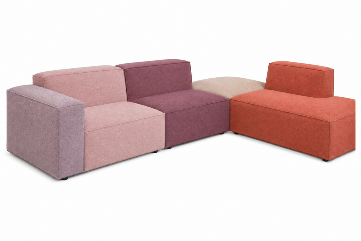 Zitelement Harley | Corner, Stofgroep Harlow Reishi, zwarte doppootjes