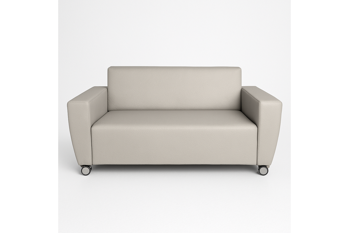 Bank Rolo 2-zits, geremde wielen, kleur 8x,  32m1632 zilvergrijs