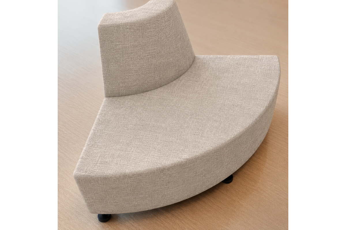 Zitelement Daan, binnenhoek, korte rug, diameter 160 cm, stof Adore
