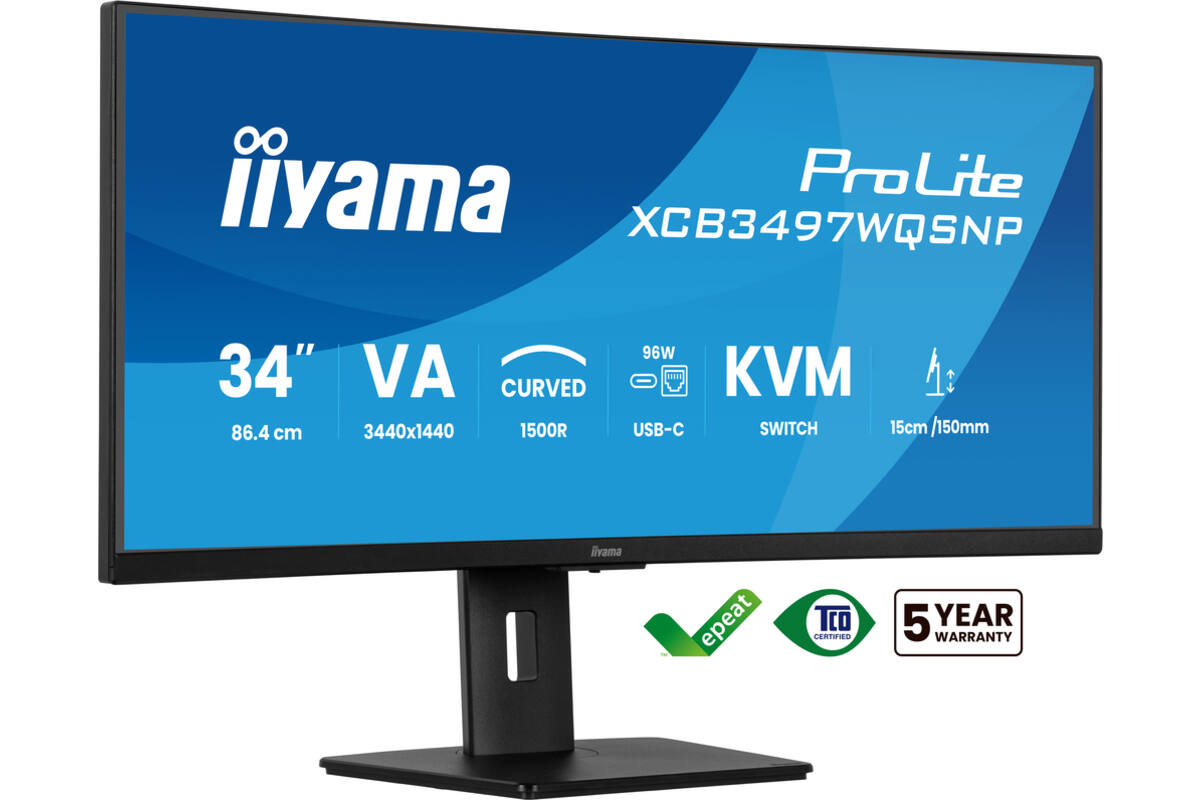 iiyama Monitor 34" UQHD Curved/USB-C/HDMI/DP/IHV